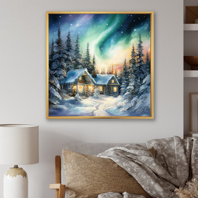 Impression sur toile Northern Lights Charm In Winter II - Northern Lights