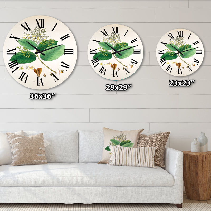 Vintage Botanicals III - Horloge murale de ferme, Moyenne