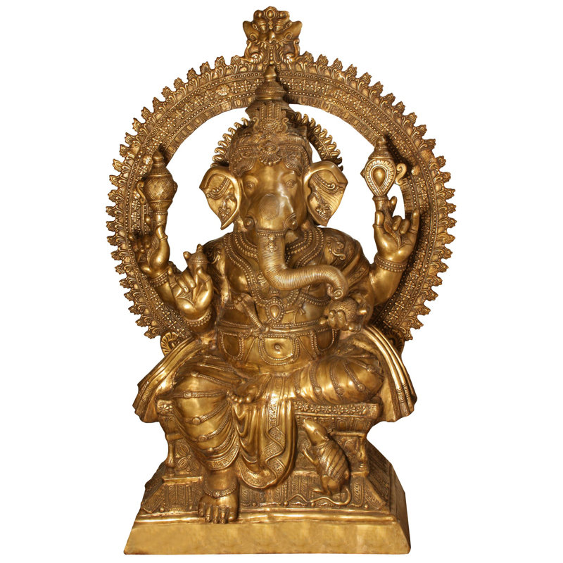 Statue monastique en laiton 71 po Ganesha, Brun