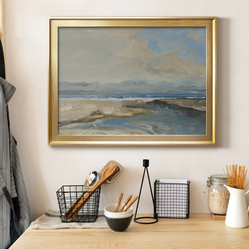 Lincoln Beach, H 26,5 po x l 36,5 po x P 1 po, Papier avec cadre doré, Pas de tapis