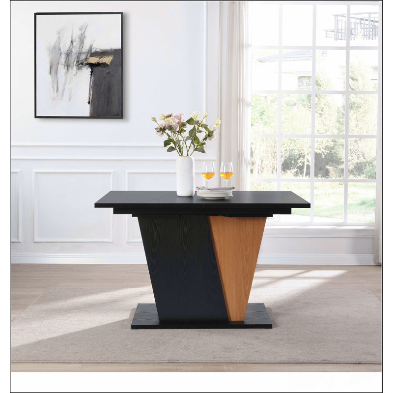 Table de salle à manger extensible 61,81 (46,46) pouces avec rangement intégré, table en bois moderne avec structure en métal robuste et base en panneau de fibres à densité moyenne