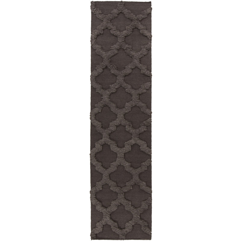 Tapis brun en laine tissé à la main Karev, Rectangle 2 pi x 3 pi