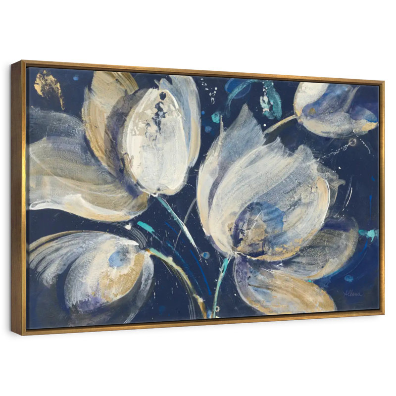 Jardin de minuit, Cadre flottant doré, 40 po x 27 po