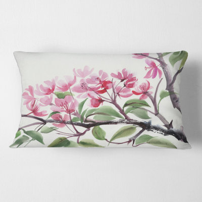 Pink Blossoming Tree - Traditional Printed Pillow