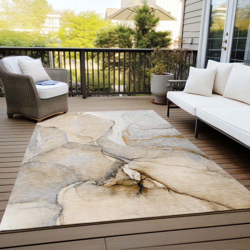 Alfonzo Flatweave Washable Abstract Indoor / Outdoor Rug, Rectangle 8' x 10'