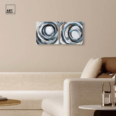 «Iridescent Orbit Duo», reproduction d'art acrylique côtière par Art Remedy, prête à être suspendue, 20 x 20