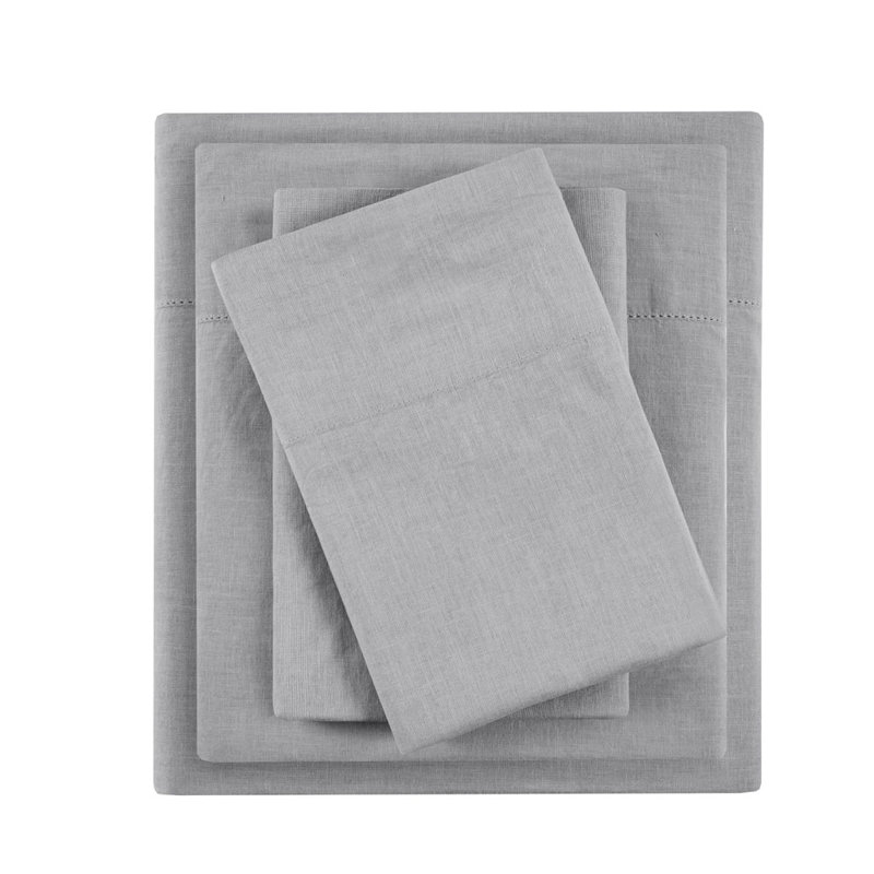 Ensemble de draps 4 pièces Gracie Mills Arden, Ensemble de draps pour lit simple avec un drap-hou, gris