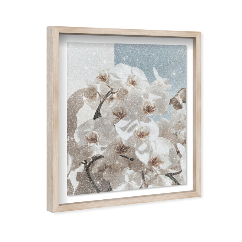 Phalaenopsis Flowers Print by Oliver Gal, Natural Oak Shadowbox, 37.5"H x 46.5"W