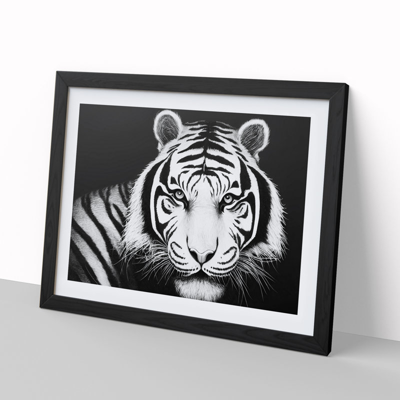 Monochrome Tiger Vol.3 - Framed Print, Black Framed, 46cm H x 64cm W x 2cm D