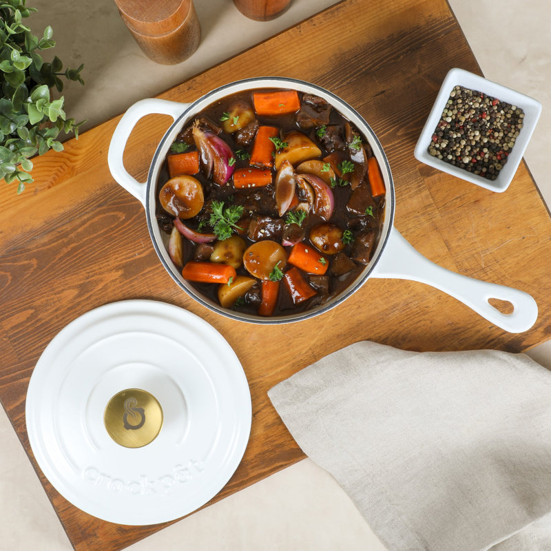 Matte White 3 Qt Enameled Cast Iron Sauce Pan with Lid