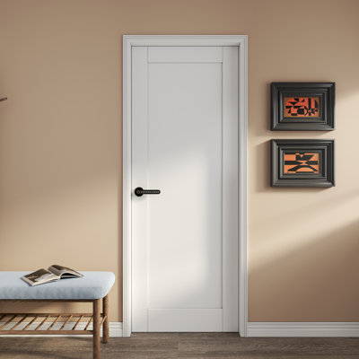 Solid Manufactured Wood Paneled Primed Standard Door With Electronic Smart Lock