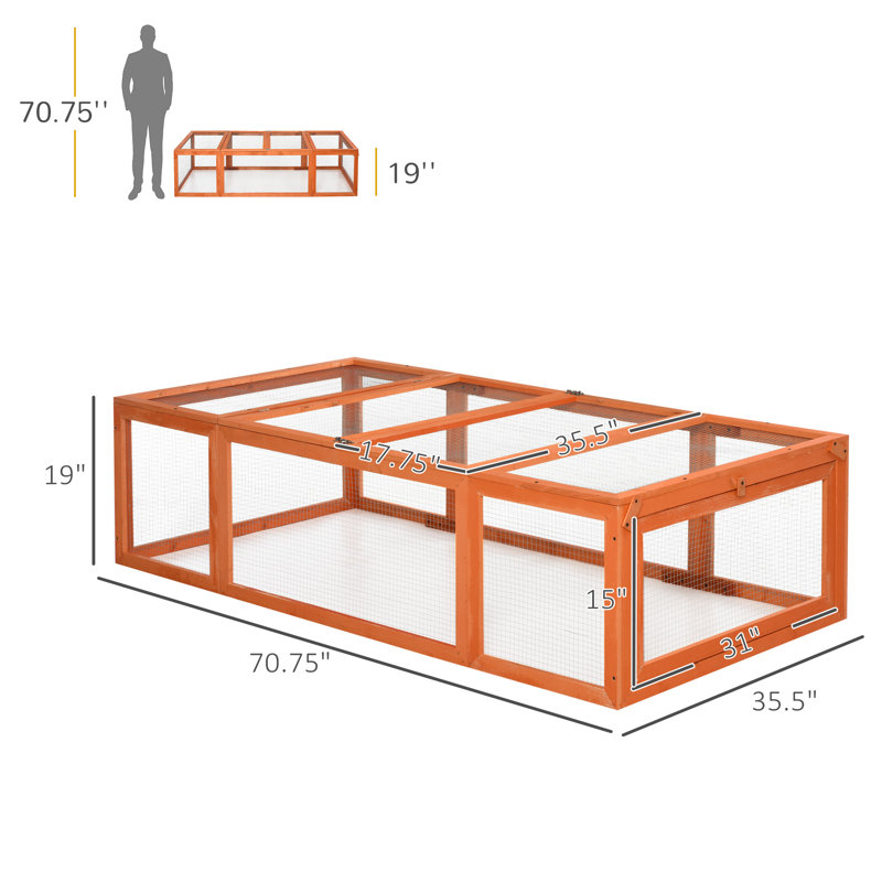 Cage à lapins en bois Pawhut, Orange