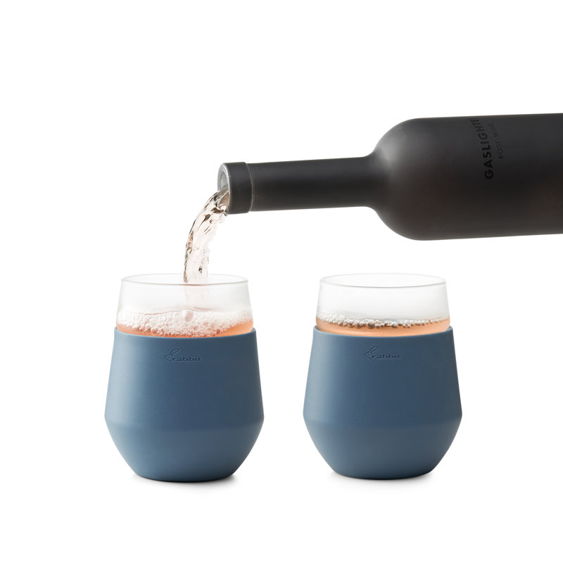 Rabbit Freezable 12 oz. Wine Glasses, Blue