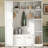 ON-TREND Farmhouse Elegant Hall Tree with 4 Side Cabinets, All-in-One Mudroom Furniture with Adjustable Shelves & Open Cubbies, Beadboard Entryway Bench with Coat Rack & 5 Hooks for Hallway, White-129943540