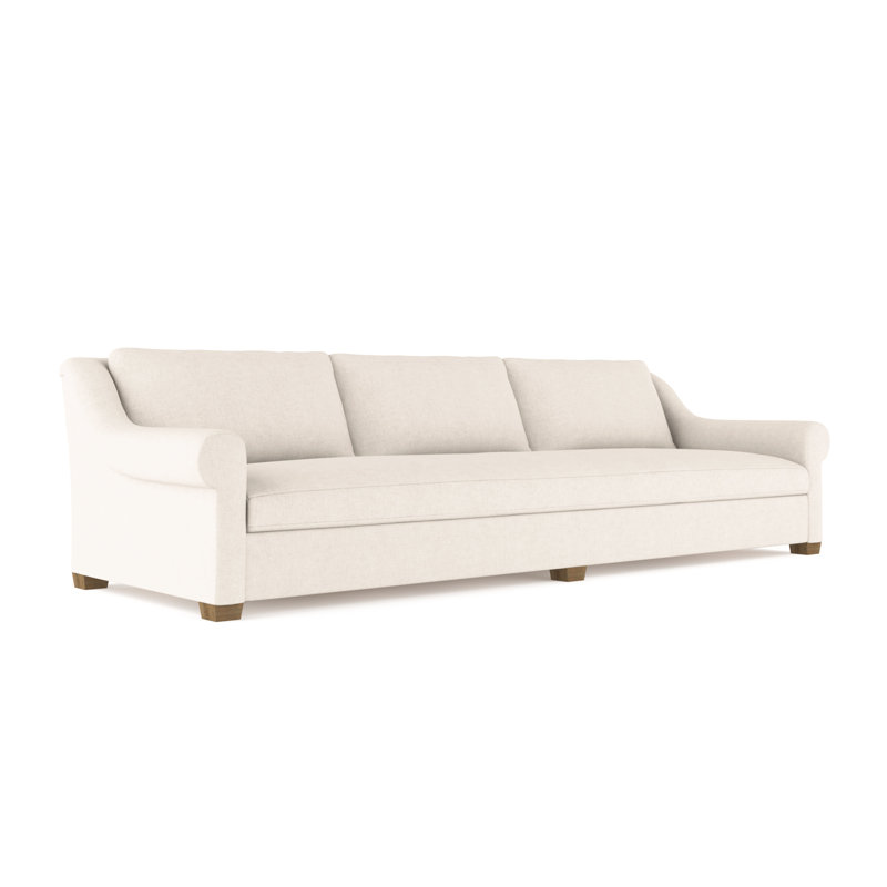 Thompson Rolled Slope-Arm Sofa, 32" H x 96" W x 41" D, Plush Velvet Alabaster, Ebony