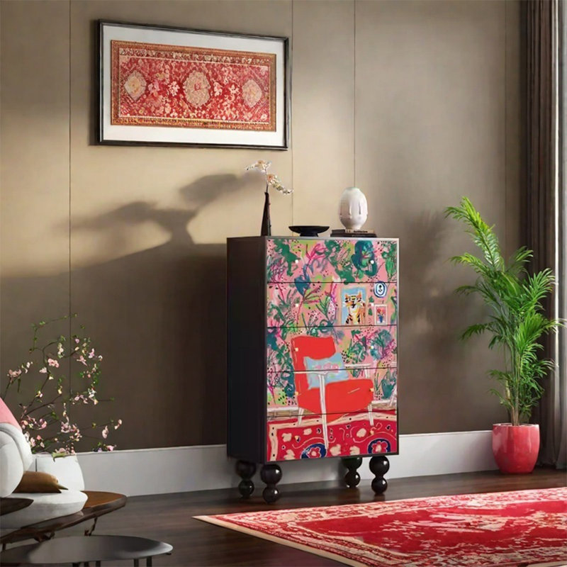 Armoire de rangement spacieuse avec cadre en noyer