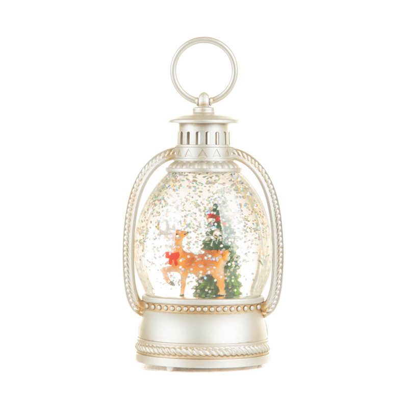Silver Lantern LED Snow Globe