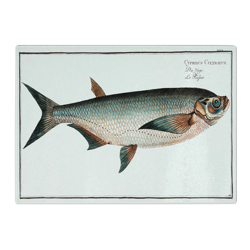 Tempered Glass Knife-Carp Fish by M.E. Bloch Chopping Board, 39 cm x 28.5 cm