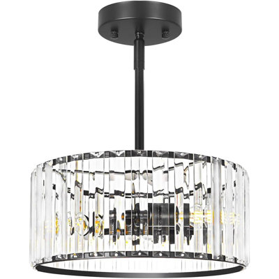 Black Three Light Crystal Chandelier