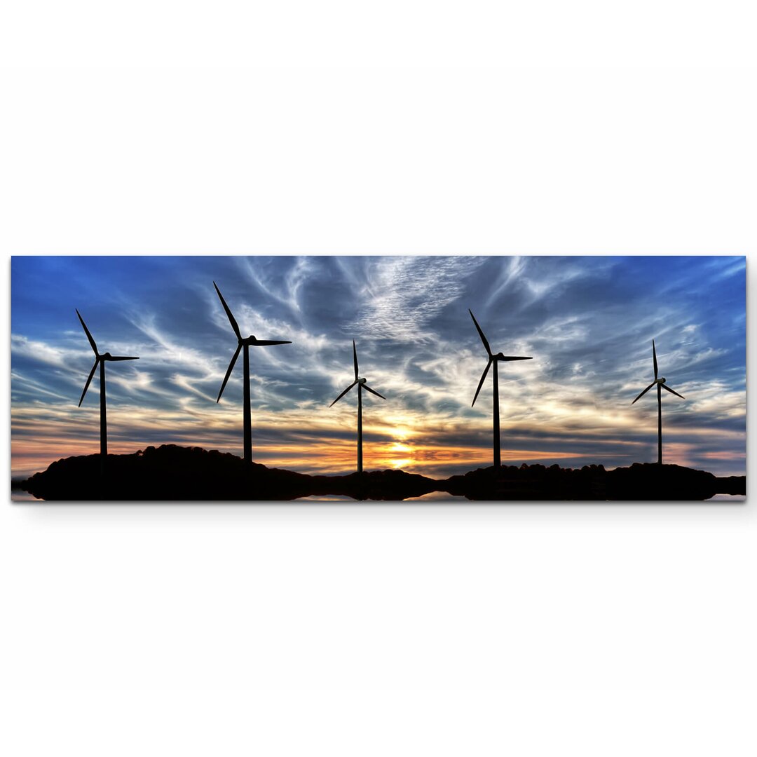 Fotodruck Wind Turbines at Sunset