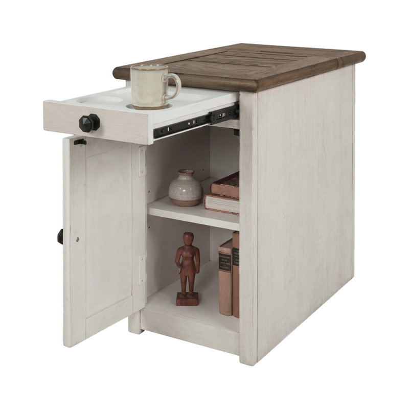 Table de bout avec tablette et rangement Chailey, H 23 po x l 14 po x P 24,25 po, Gris