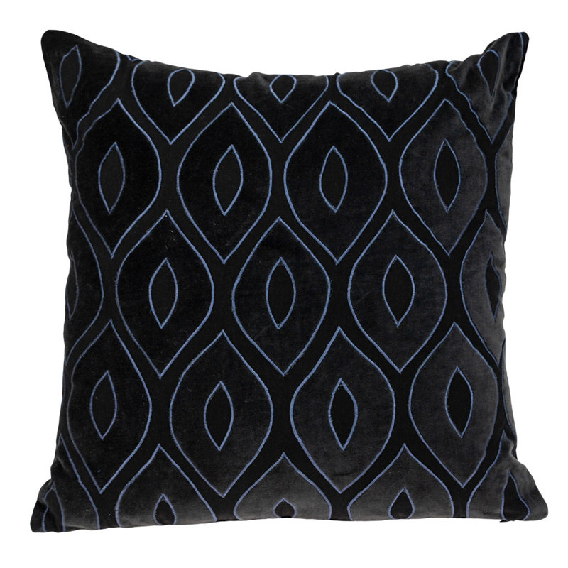 Coussin décoratif en coton 22 po avec broderie et appliques 22 po Ogee