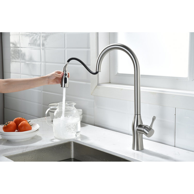 Pull-Down Single Handle Kitchen Fa Nickel, Brushed Nickel