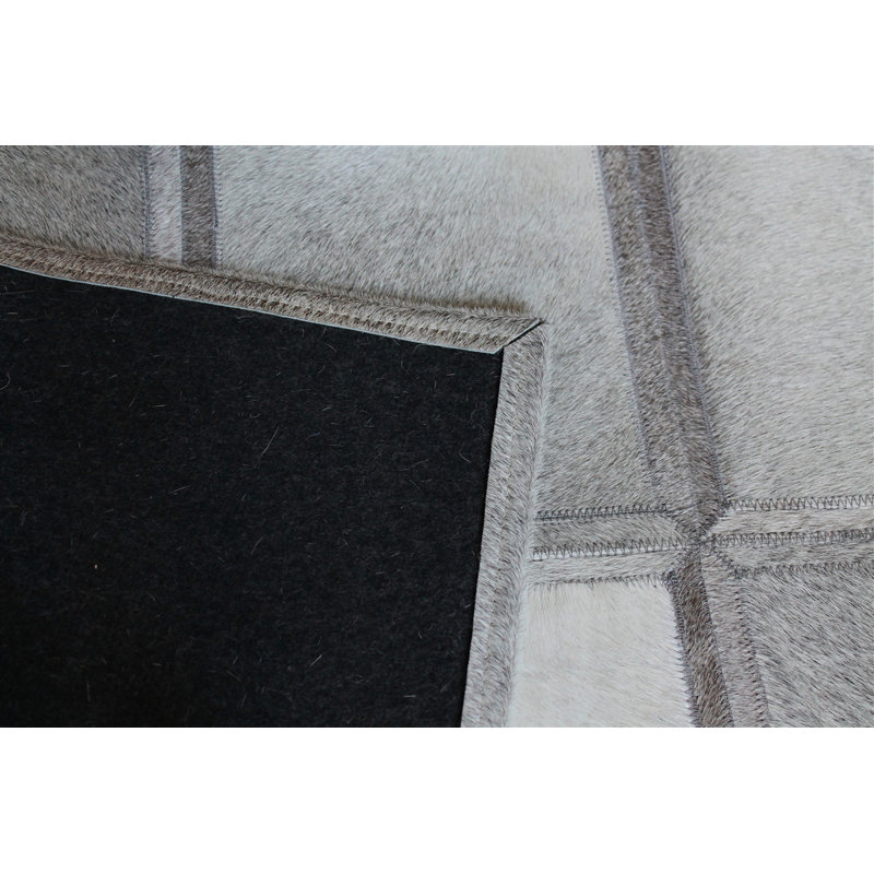 Tapis gris vache géométrique fait main Stamant, Rectangle 8 pi x 10 pi