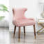 Chaise en velours rose avec revêtement en mousse, dossier et pieds en bois d'hévéa noir-773200296