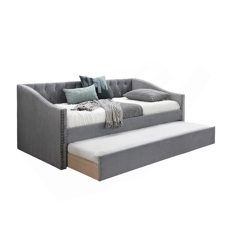 Mobilier de chambre à coucher 1pc avec lit gigogne et capitonnage