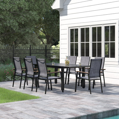 Alyah Rectangular 8 - Person 83.8" Long Aluminum Dining Set