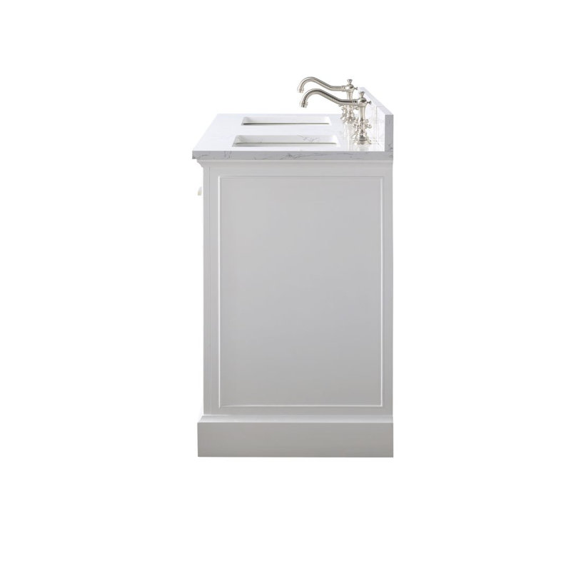 Thompson 60" W Double Vanity, White/Brushed Nickel