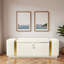 Banc moderne avec repose-pieds rembourré avec compartiment de rangement caché, conception à rabat et bandes décoratives en métal doré-127669000-127669002