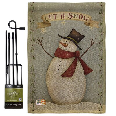 Let It Snow Happy Snowman Winter Christmas Impressions 2-Sided Polyester 19 x 13 in. Garden Flag -  Breeze Decor, BD-XM-GS-114175-IP-DB-D-US18-SB