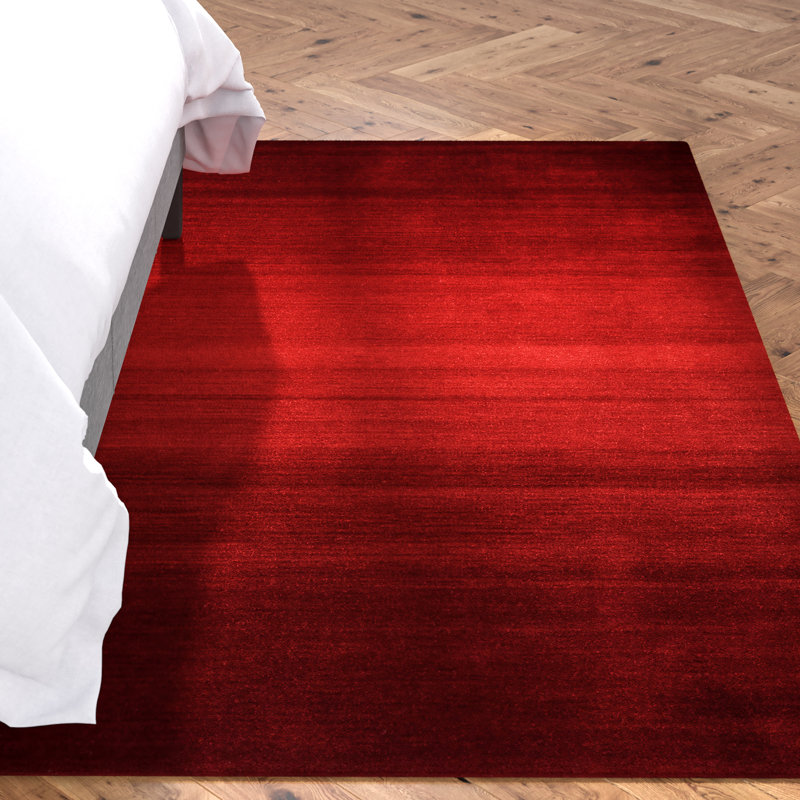Knag Handmade Wool Carpet In Red, Rectangular 140 x 200cm