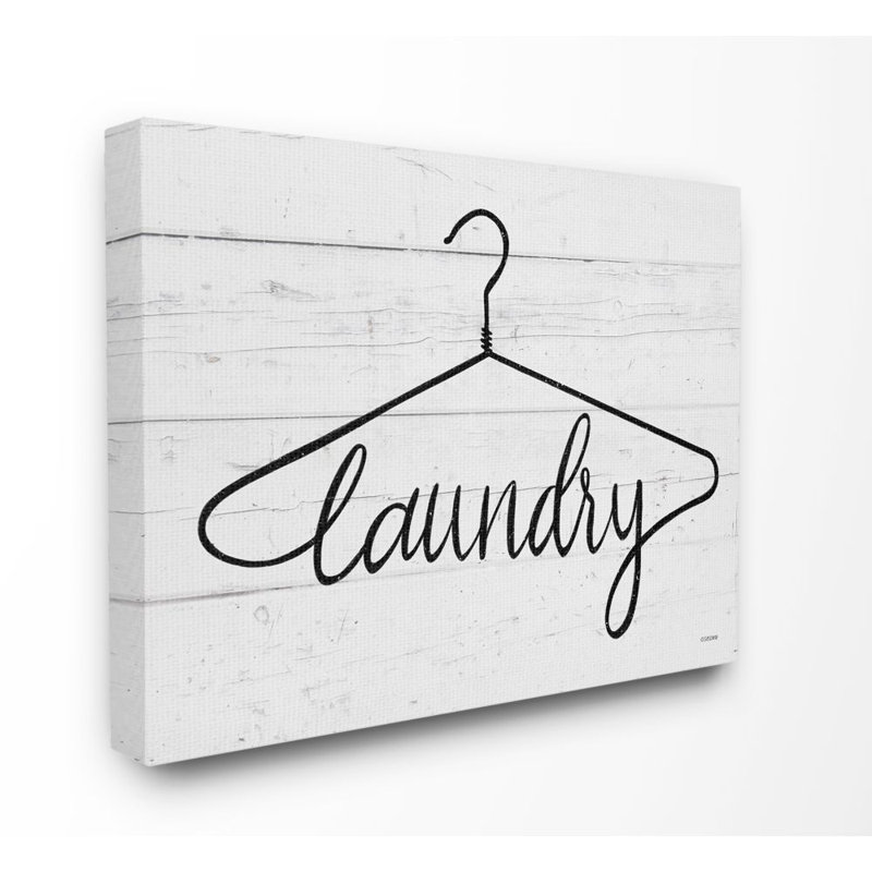 «Laundry Hanger Wood Textured Word Design», impression sur toile, Toile tendue, H 36 po x l 48 po x P 1,5 po