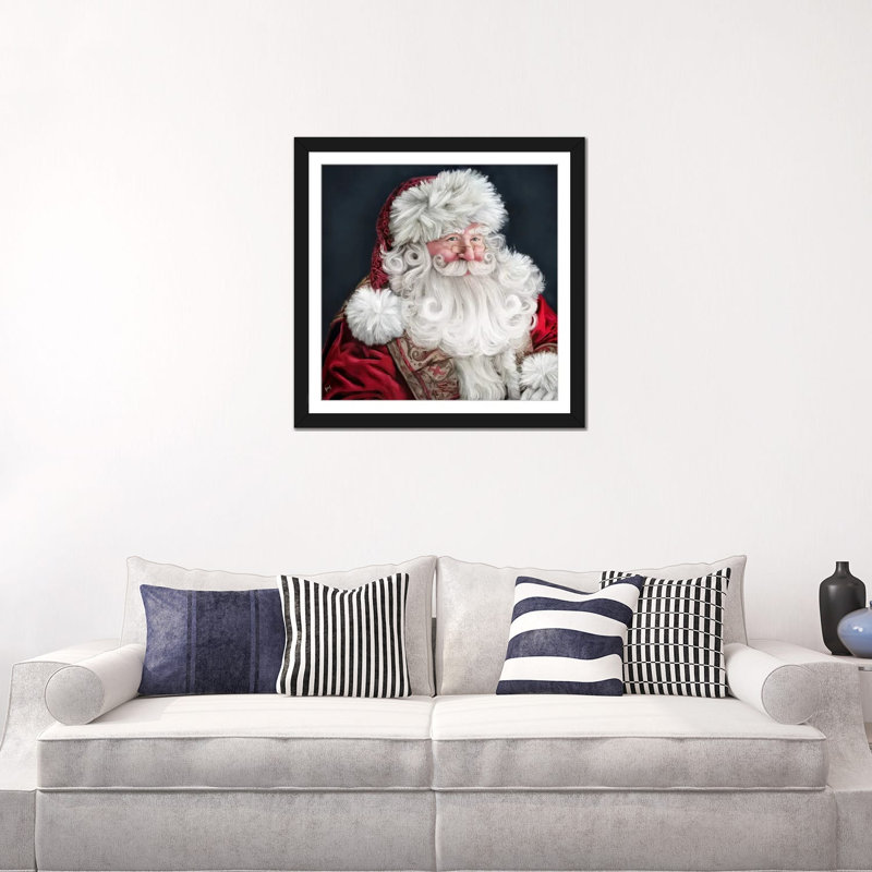 Saint-Nicolas - reproduction d'art murale - papier d'art encadré, H 24 po x l 24 po, Noir
