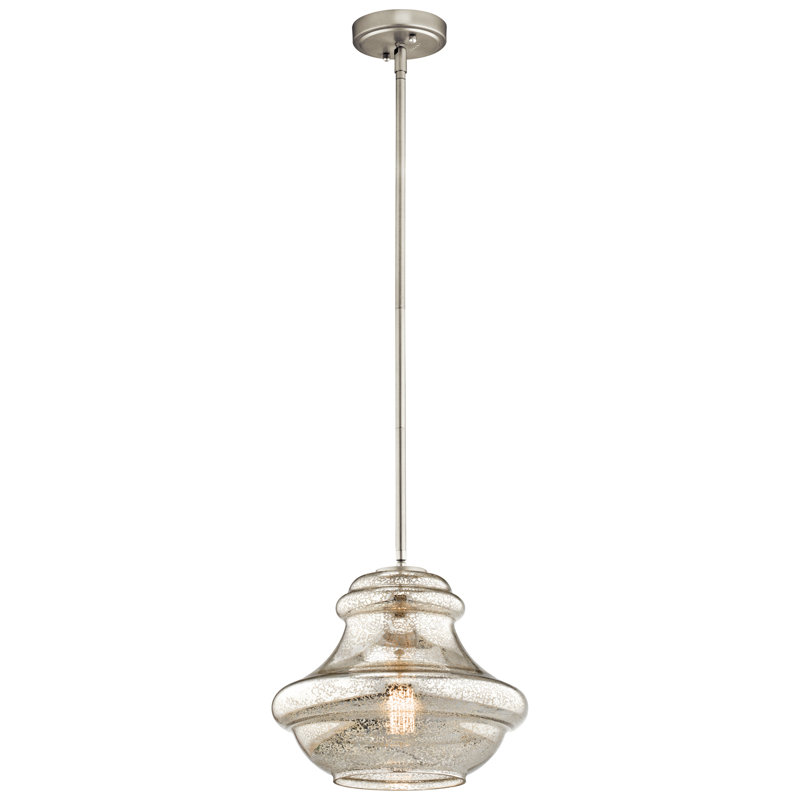 Luminaire suspendu simple à 1 lumière Hannafius, Nickel brossé