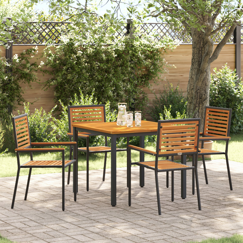 5 Piece Garden Dining Set, Black