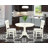 3 Piece Kitchen Table & Chairs Set Contains a Round Dining Table with Pedestal and 2 Linen Fabric Dining Room Chairs, Linen White-273100614-273100613