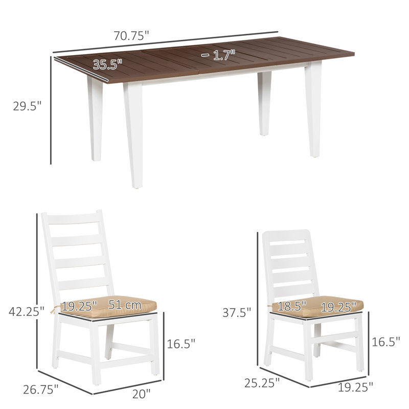 6 - Person Metal Patio Dining Set with Rectangular Table , Cushions Included