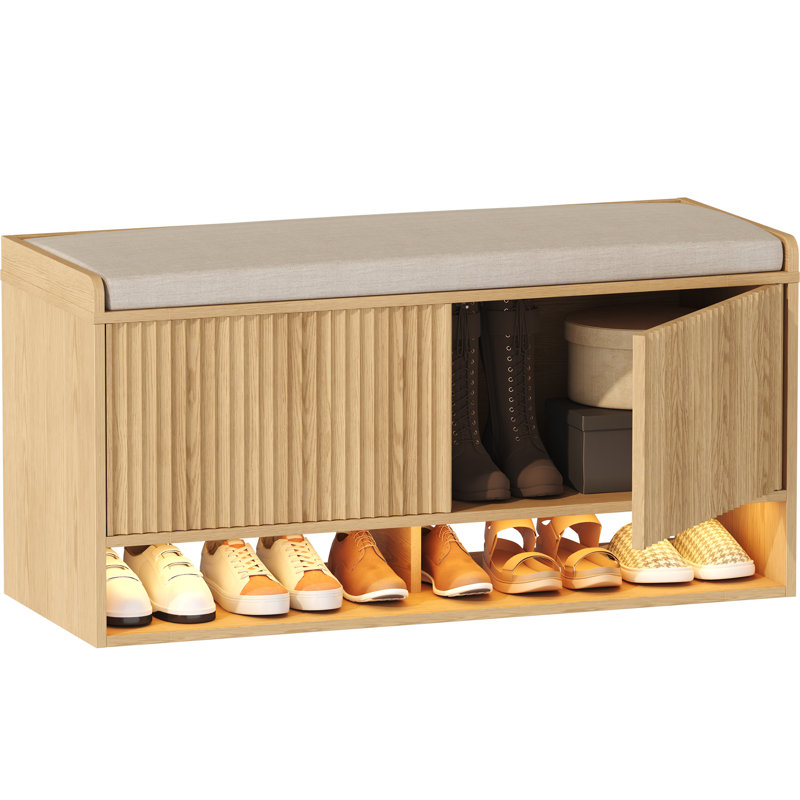 12 Pair Shoe Storage Bench, Natural