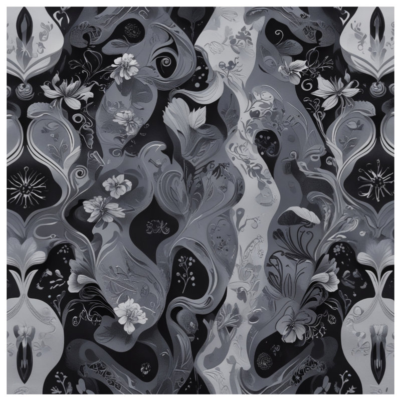 Housses de couette à motif floral noir et blanc, Lit simple