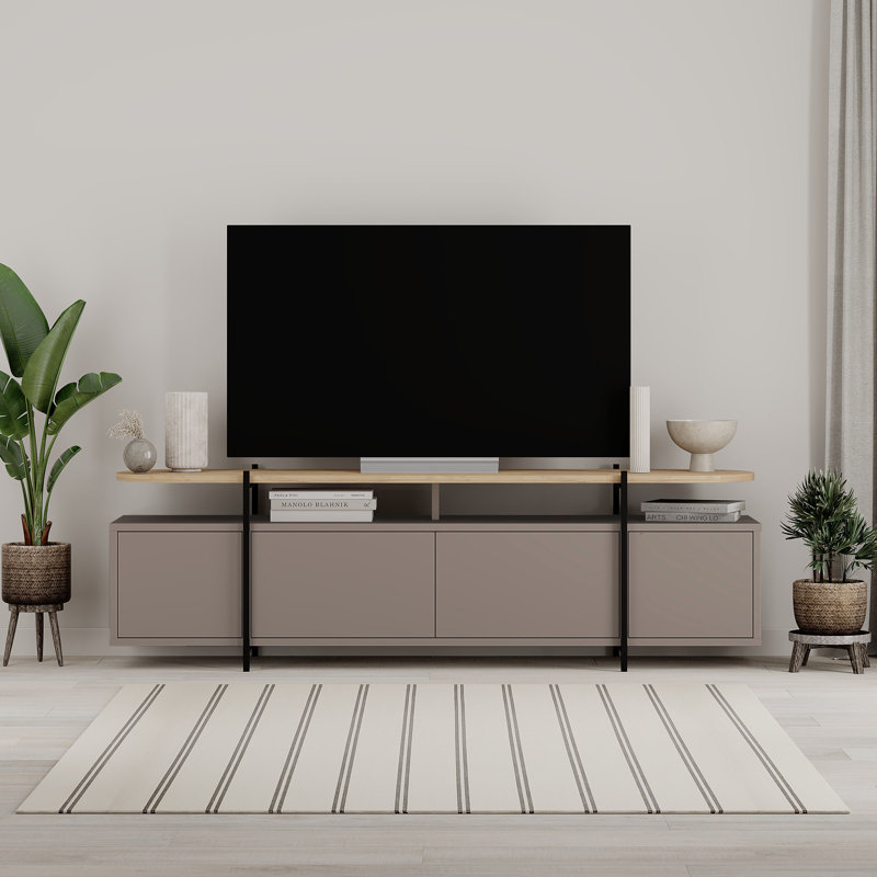 Abass TV Stand for TVs up to 55", Light Mocha/Oak