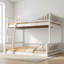 Ensemble de lit superposé convertible en noyer double au-dessus de grand lit avec échelle et garde-corps - conception en bois massif 2-en-1 peu encombrant-312047268