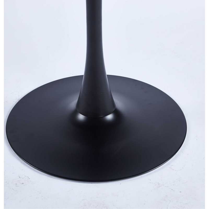 Table de salle à manger Mid-Century NOIRE pour 4 à 6 personnes avec plateau rond en MDF, table de salle à manger à piédestal, table basse de loisirs