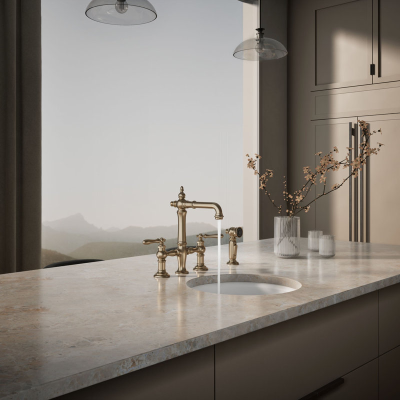 Artifacts® Bridge Faucet with Side Spray, Lever Handle, Vibrant Brushed Bronze