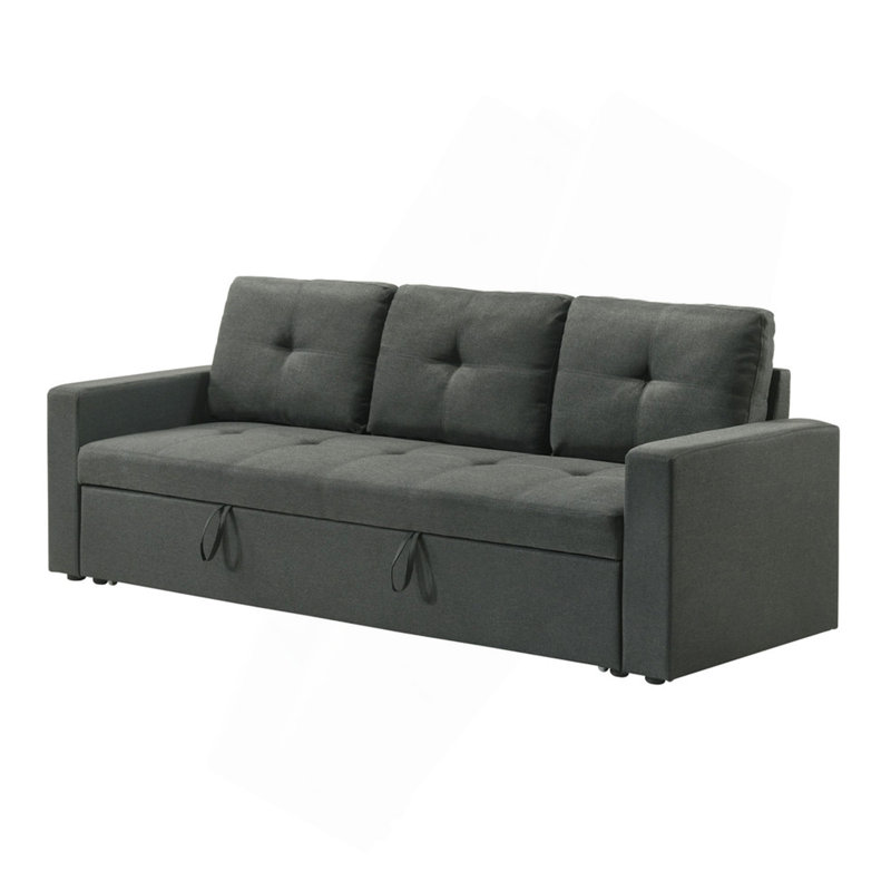 Fabric Upholstered Sleeper Sofa With Tufted Cushions