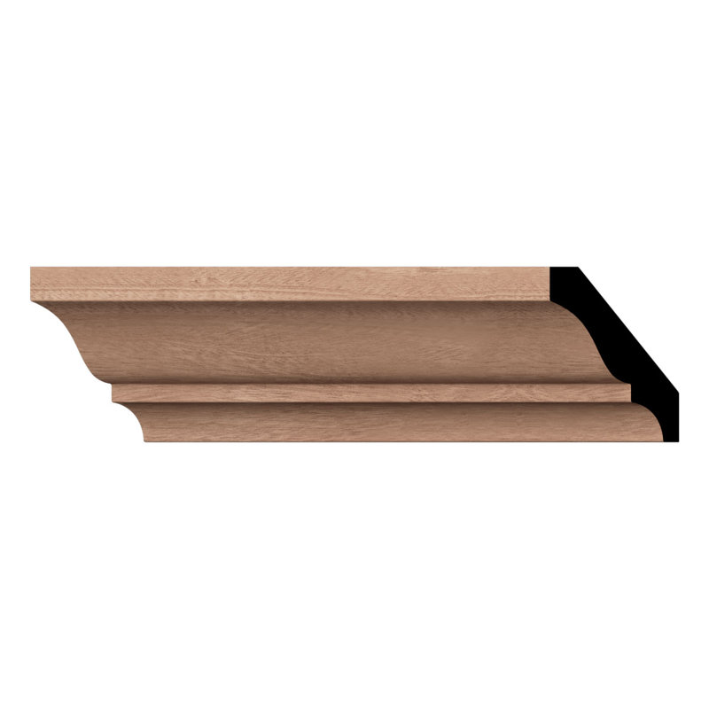 WM52 - Moulure de bois franc massif Crown Americraft, H 2 1/4 po x P 1 1 5/8 po x F 2 3/4 po x L 96 po, acajou Sapele Grade