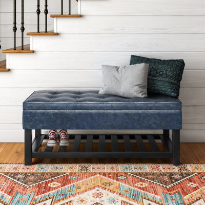 Banc de rangement avec repose-pieds capitonné et tablette ouverte Cosmopolitan